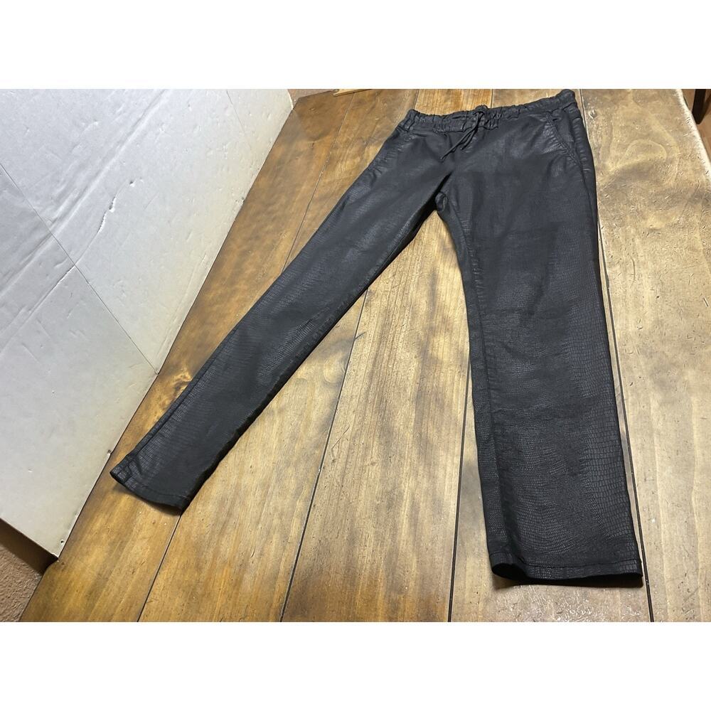 Bevy Flog Pants Women's Size 29 Black Snakeskin Drawstrings Israel